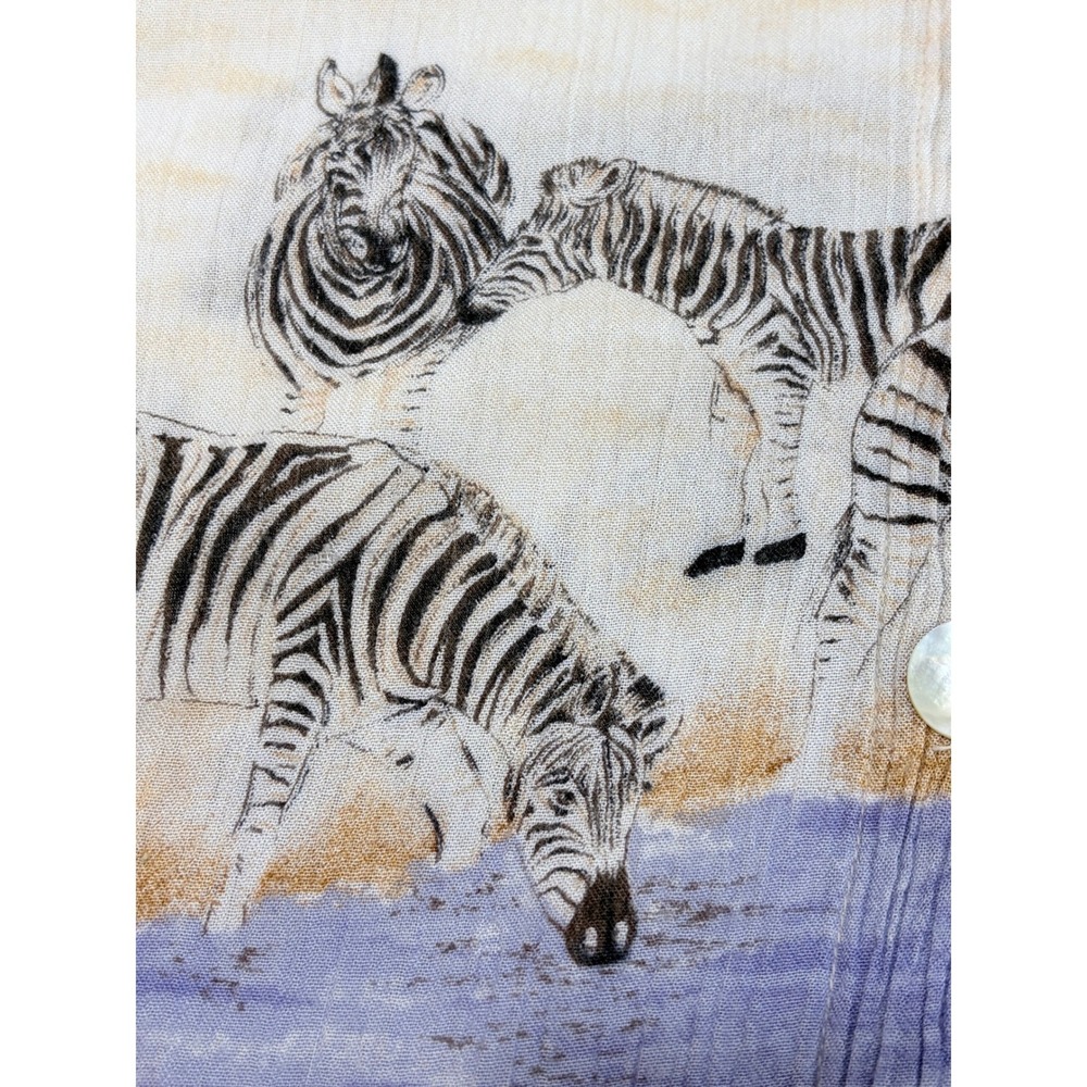 Pucci's of Palm Desert Zebra Animal Print Rayon Maxi Dress L Safari - Picture 11 of 16
